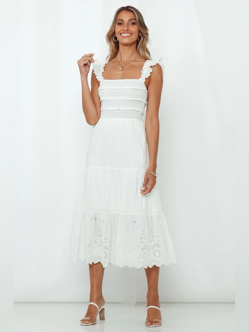 Hello Molly LET ME FALL IN LOVE MIDI DRESS WHITE 🤍